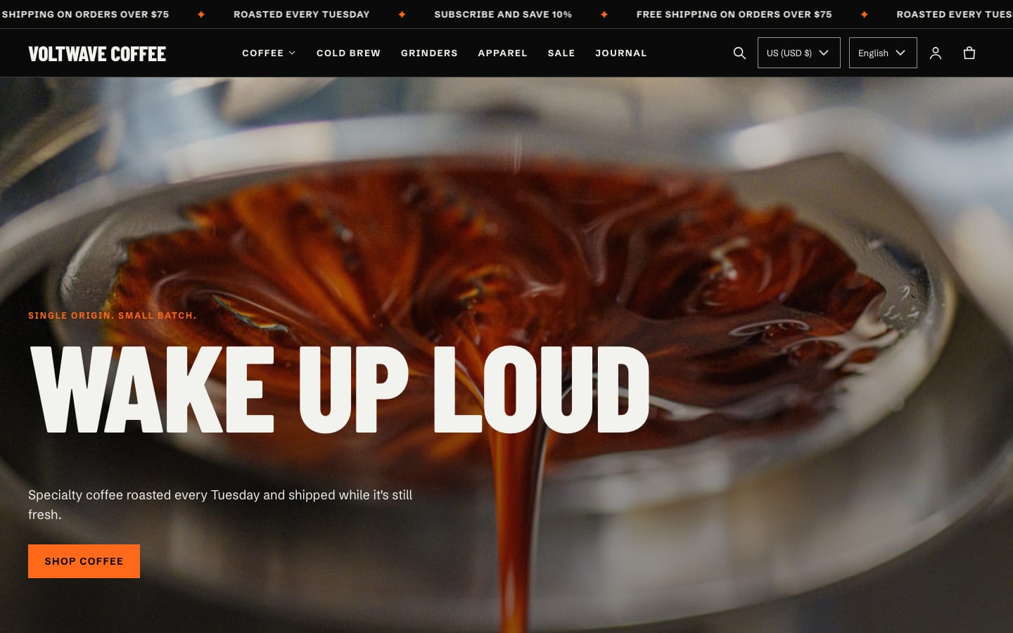 Blacklight home page, shown with a demo coffee brand