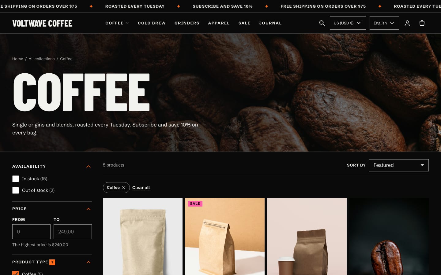 Collection page