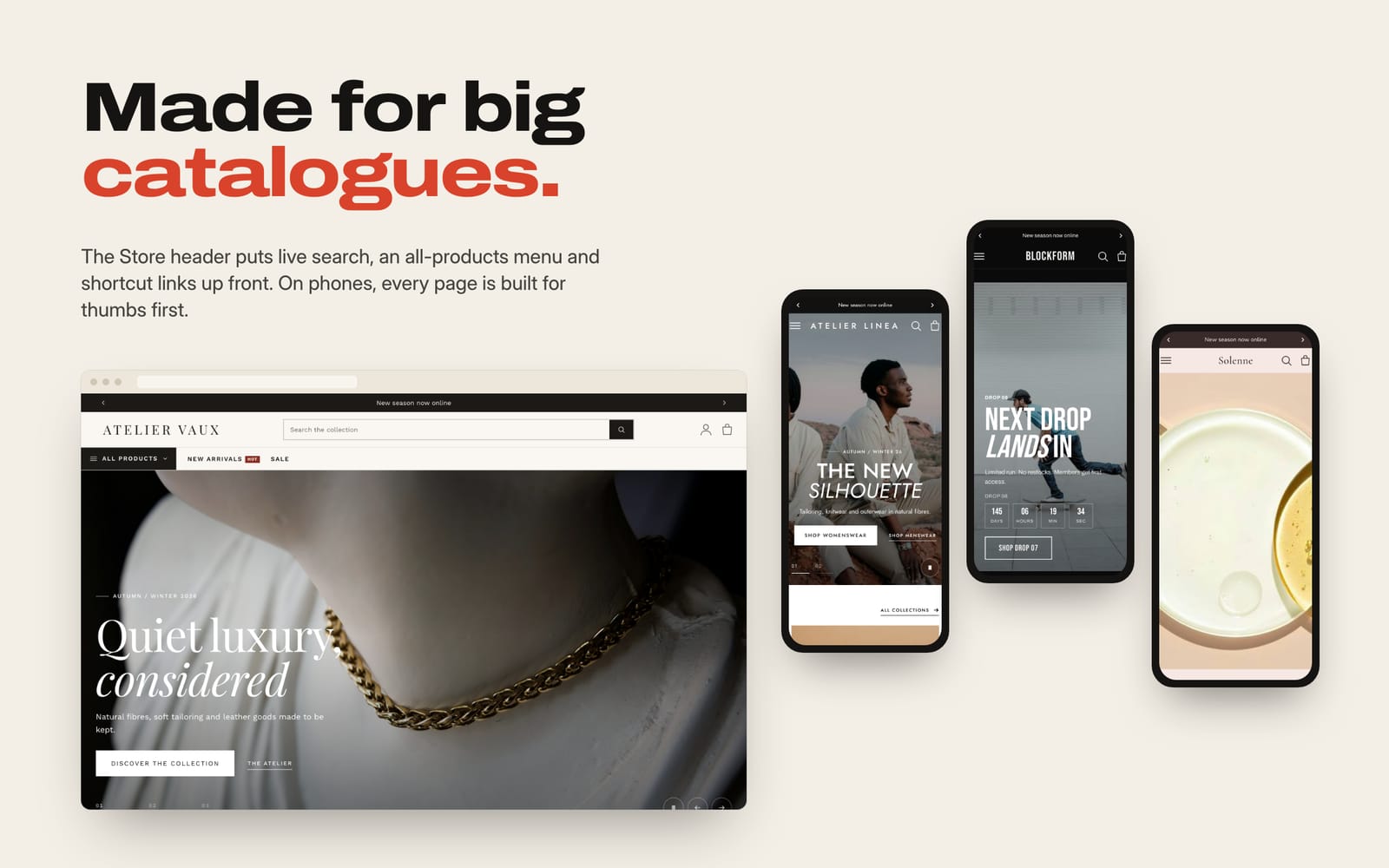 Header made for big catalogs